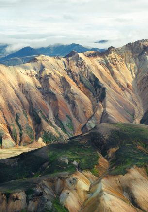 Iceland, mountain range, valley Wallpaper 1668x2388