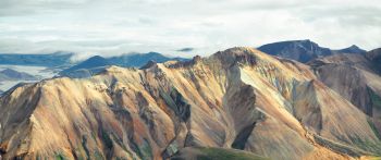 Iceland, mountain range, valley Wallpaper 2560x1080