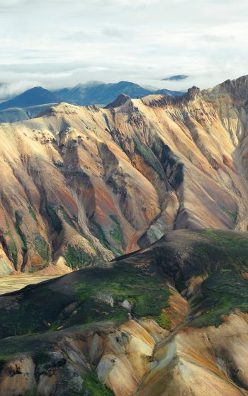 Iceland, mountain range, valley Wallpaper 1752x2800