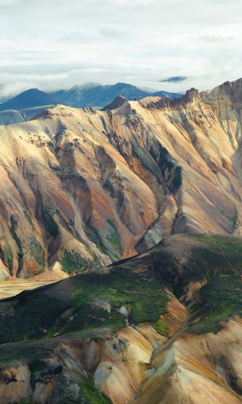 Iceland, mountain range, valley Wallpaper 1200x2000