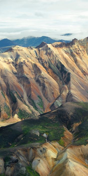 Iceland, mountain range, valley Wallpaper 720x1440