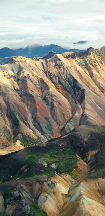 Iceland, mountain range, valley Wallpaper 1440x2960