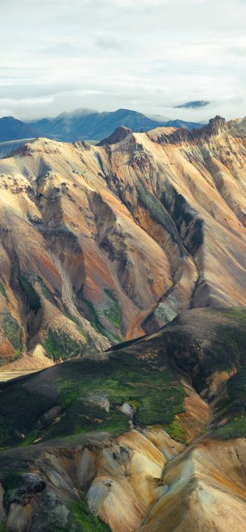 Iceland, mountain range, valley Wallpaper 1170x2532