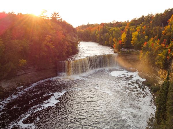 waterfall, sunlight, bird's eye view Wallpaper 800x600