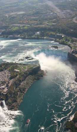 bird's eye view, waterfall, river Wallpaper 600x1024