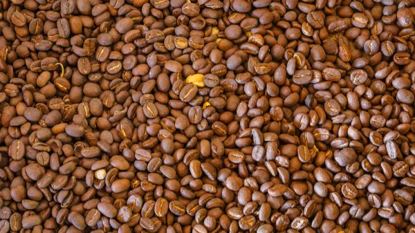 Обои 2048x1152 зерна кофе, коричневый