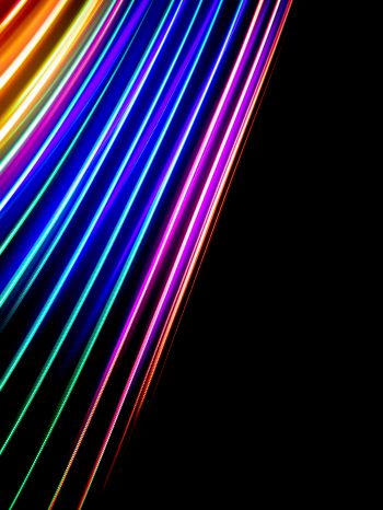 rainbow colors, on black background, abstraction Wallpaper 1668x2224