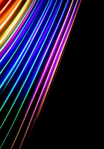 rainbow colors, on black background, abstraction Wallpaper 1668x2388