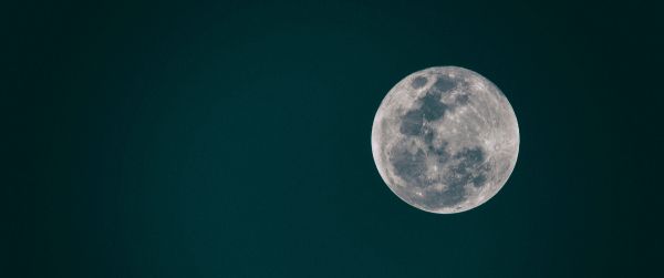 full moon, moon, night sky Wallpaper 3440x1440