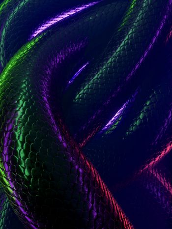 snake, 3D, dark Wallpaper 1536x2048