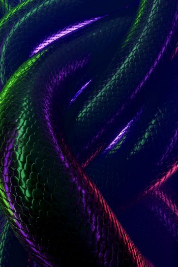 snake, 3D, dark Wallpaper 640x960