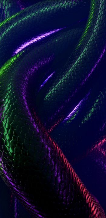 Обои 1080x2220 змея, 3D, темный