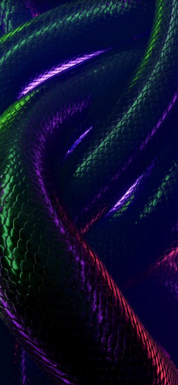snake, 3D, dark Wallpaper 1170x2532