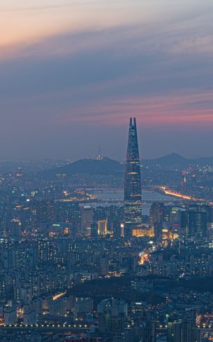 Обои 1200x1920 Сеул, Южная Корея, вид с высоты птичьего полета