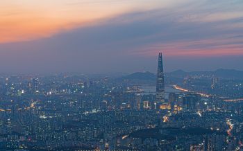 Обои 2560x1600 Сеул, Южная Корея, вид с высоты птичьего полета