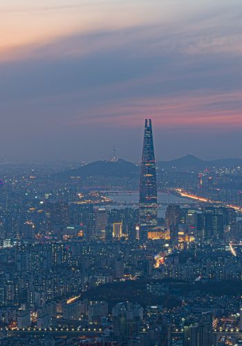 Обои 1668x2388 Сеул, Южная Корея, вид с высоты птичьего полета