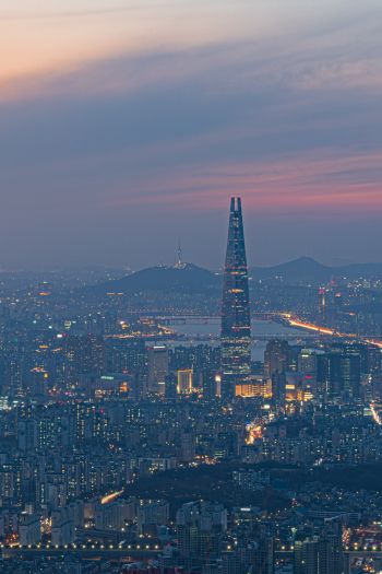 Обои 640x960 Сеул, Южная Корея, вид с высоты птичьего полета