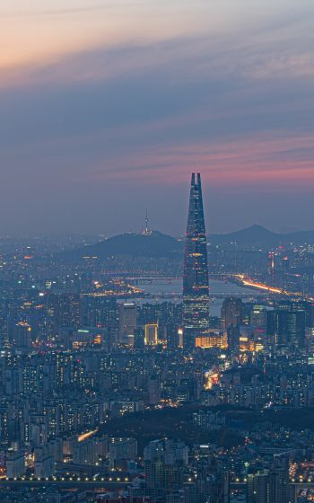 Обои 800x1280 Сеул, Южная Корея, вид с высоты птичьего полета
