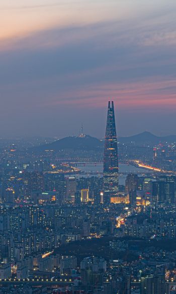Обои 1200x2000 Сеул, Южная Корея, вид с высоты птичьего полета