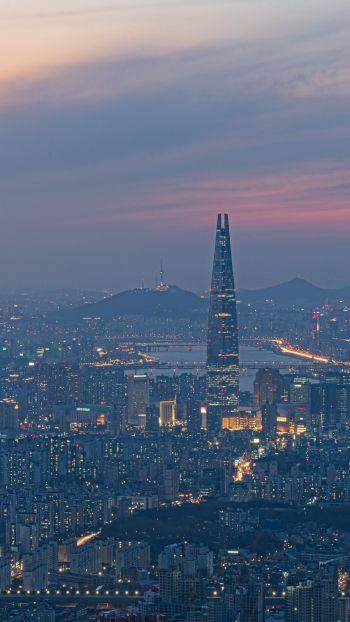 Обои 750x1334 Сеул, Южная Корея, вид с высоты птичьего полета