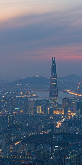 Обои 720x1440 Сеул, Южная Корея, вид с высоты птичьего полета