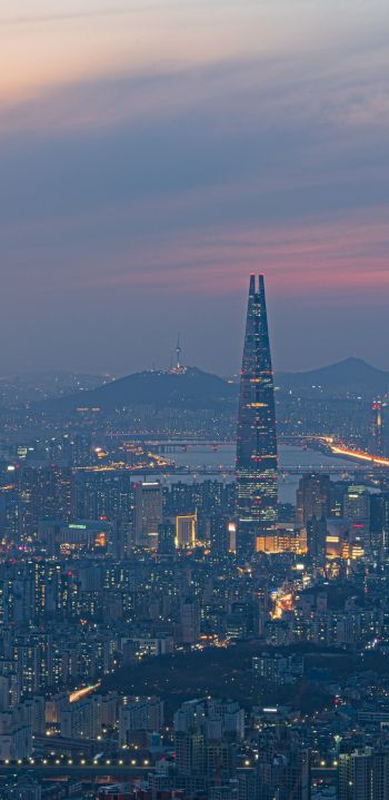 Обои 1080x2220 Сеул, Южная Корея, вид с высоты птичьего полета