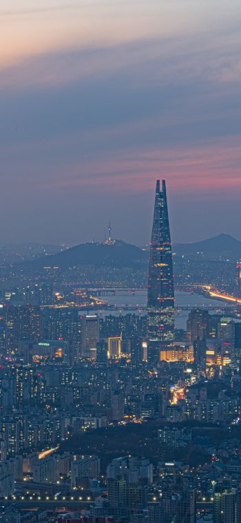 Обои 828x1792 Сеул, Южная Корея, вид с высоты птичьего полета