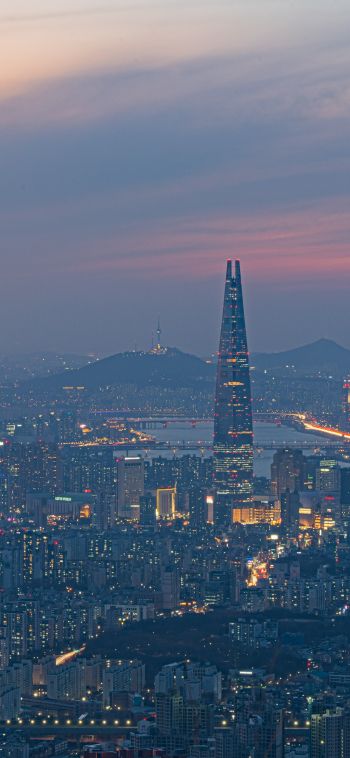 Обои 1080x2340 Сеул, Южная Корея, вид с высоты птичьего полета
