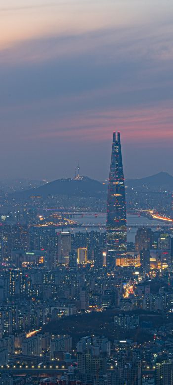 Обои 1080x2400 Сеул, Южная Корея, вид с высоты птичьего полета