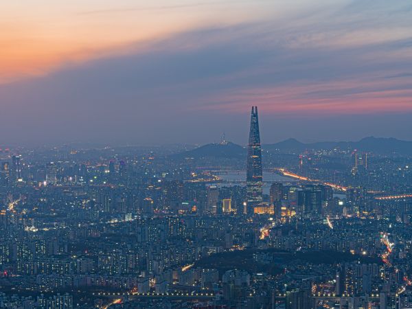 Обои 800x600 Сеул, Южная Корея, вид с высоты птичьего полета