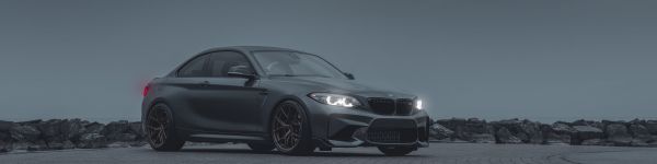 BMW, sports car, gray Wallpaper 1590x400