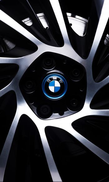 Обои 1200x2000 литой диск BMW, логотип BMW