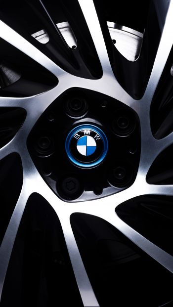 Обои 640x1136 литой диск BMW, логотип BMW