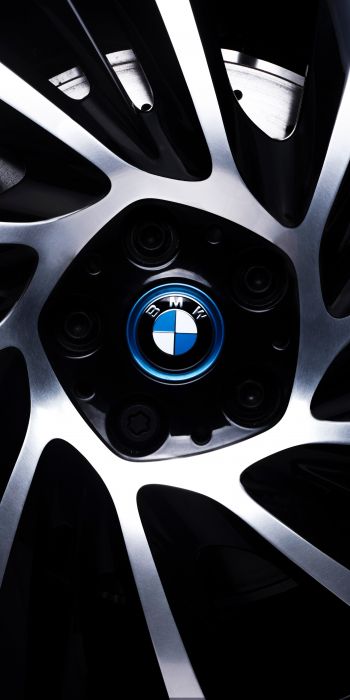 Обои 720x1440 литой диск BMW, логотип BMW