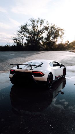 white Lamborghini, sports car Wallpaper 3710x6602