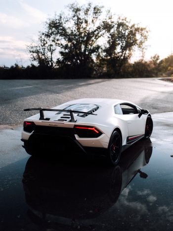 white Lamborghini, sports car Wallpaper 1536x2048