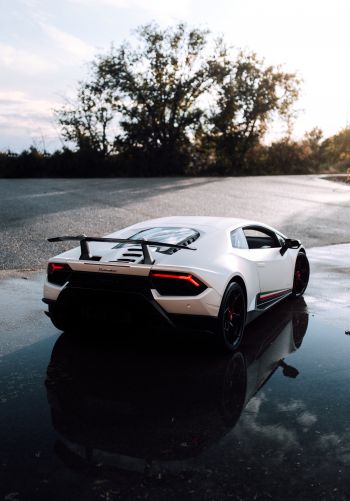 white Lamborghini, sports car Wallpaper 1668x2388