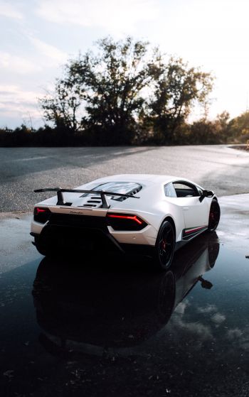 white Lamborghini, sports car Wallpaper 1752x2800