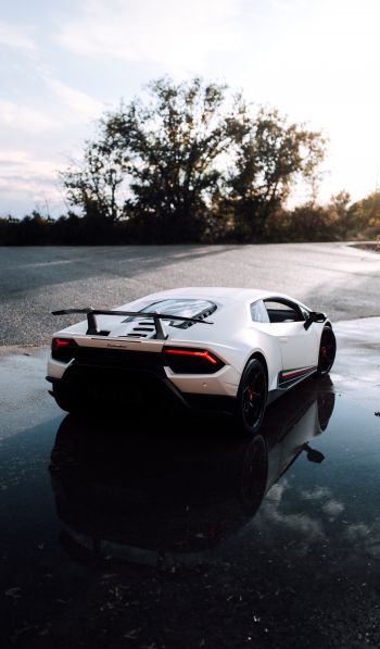 white Lamborghini, sports car Wallpaper 600x1024