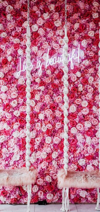 roses, aesthetic pink Wallpaper 1440x3040