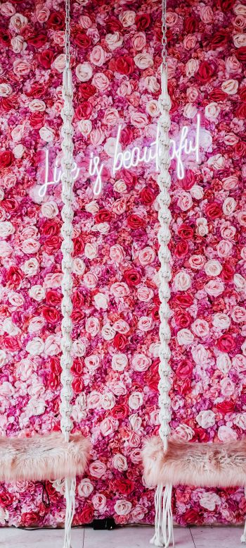 roses, aesthetic pink Wallpaper 1440x3200