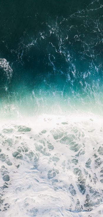 sea, sea foam, azure Wallpaper 1080x2280