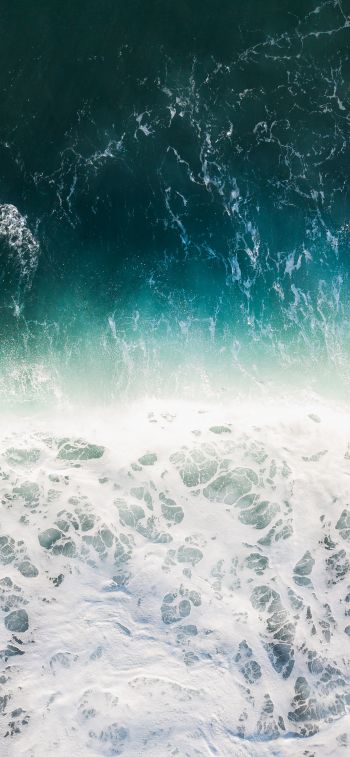 sea, sea foam, azure Wallpaper 1125x2436
