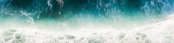 sea, sea foam, azure Wallpaper 1590x400