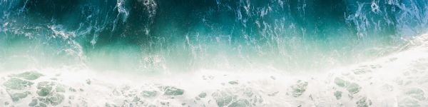 sea, sea foam, azure Wallpaper 1590x400