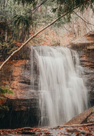 waterfall, rain, landscape Wallpaper 1640x2360