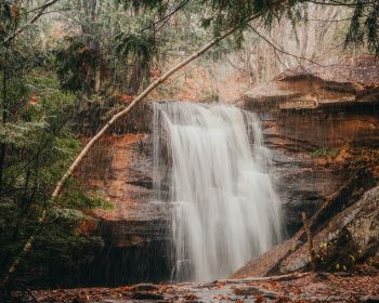 waterfall, rain, landscape Wallpaper 1280x1024