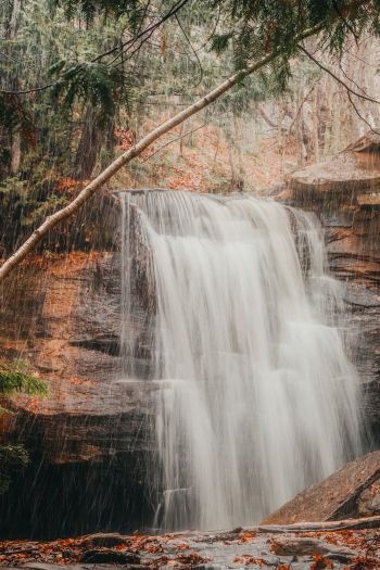 waterfall, rain, landscape Wallpaper 640x960