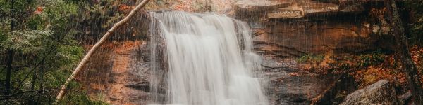 waterfall, rain, landscape Wallpaper 1590x400