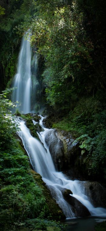 waterfall, river, green Wallpaper 1080x2340